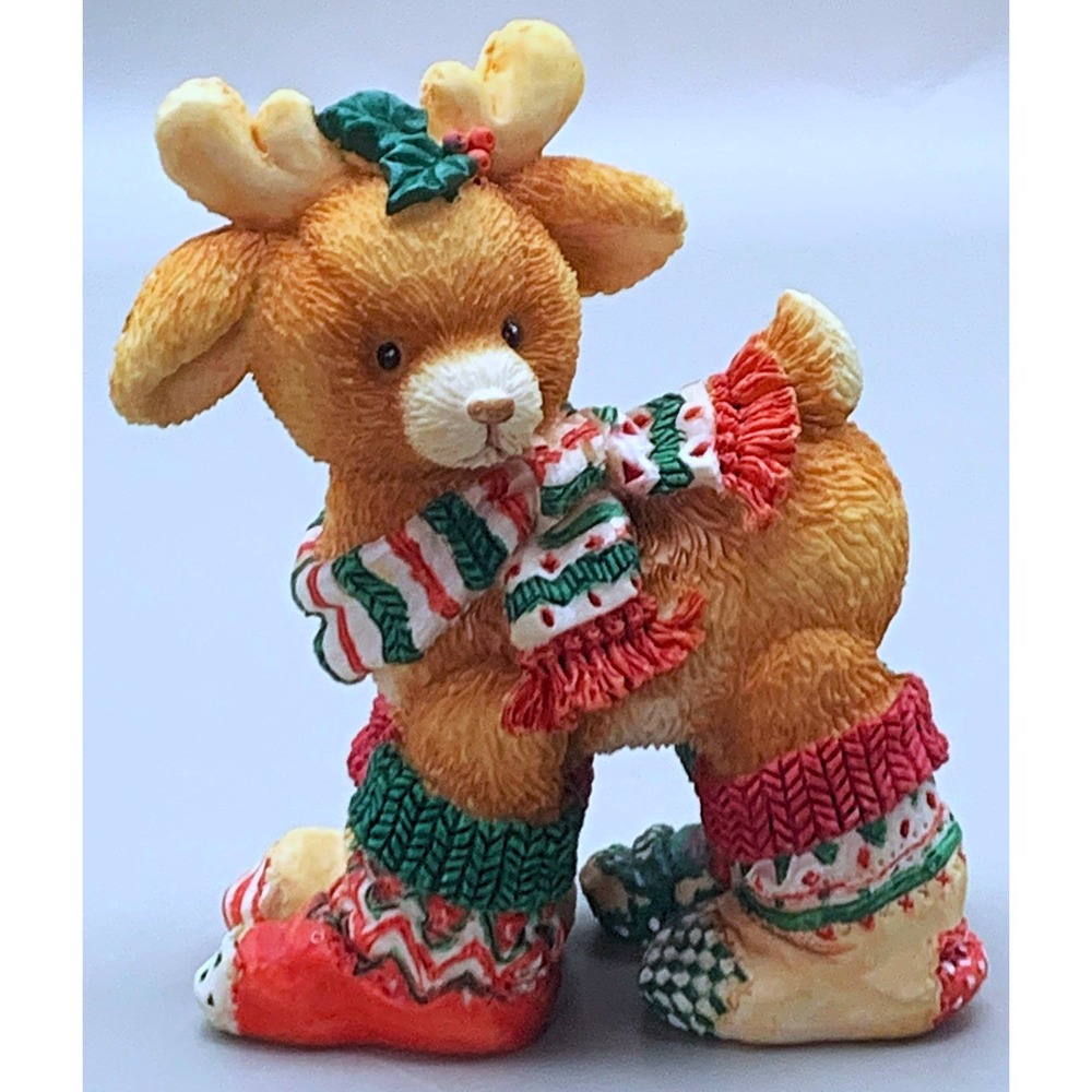 SOCKS Reindeer Santa's Deerlivery 651141  Vtg NOS 1994 Enesco Mary Rhyner